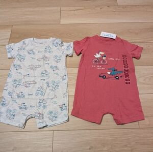 Set of Two Baby Rompers with Fun Prints From Carter's New!